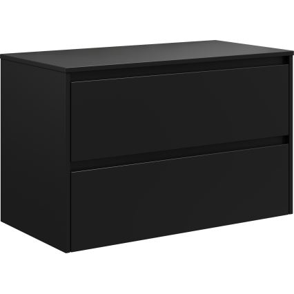 Badezimmerschrank mit Waschbecken TRONDHEIM/LJORDAL 90x57x46 cm schwarz/weiß