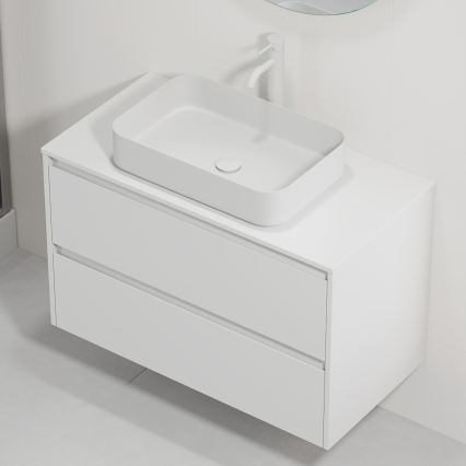 Badezimmerschrank mit Waschbecken TRONDHEIM/LJORDAL 90x57x46 cm weiß