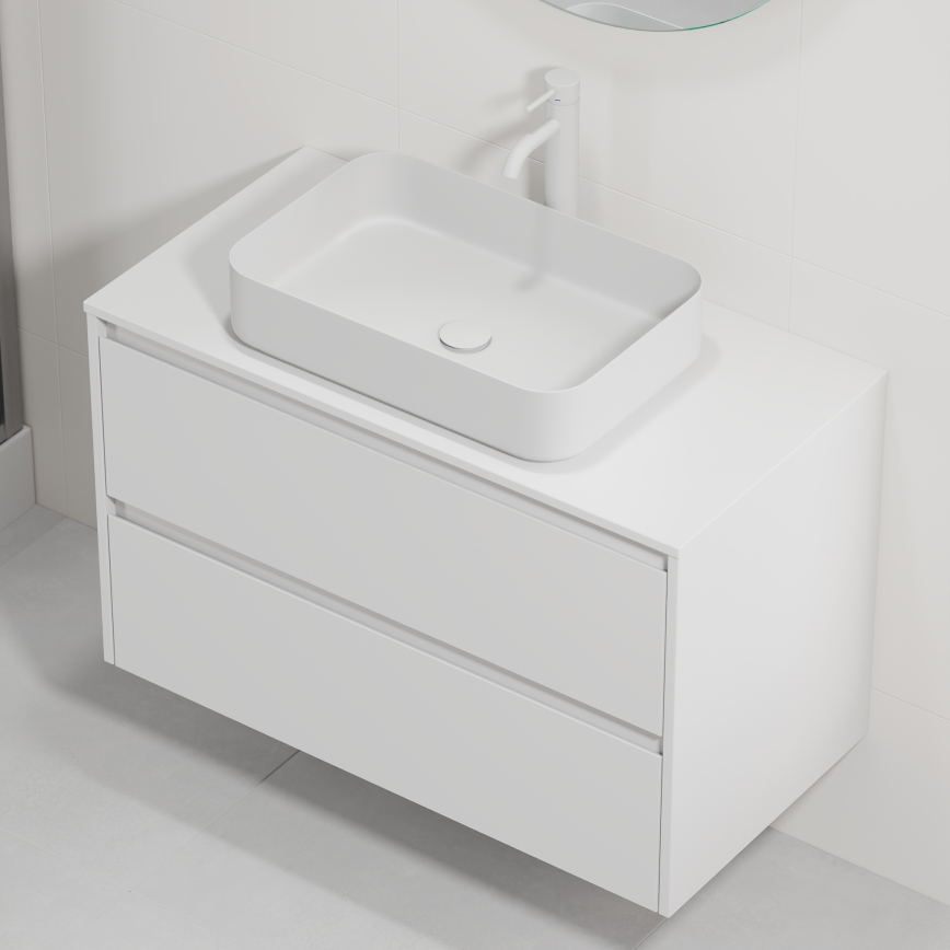 Badezimmerschrank mit Waschbecken TRONDHEIM/LJORDAL 90x57x46 cm weiß