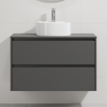 Badezimmerschrank mit Waschbecken TRONDHEIM/VIKEDAL 90x57x46 cm Anthrazit/Weiß
