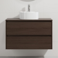 Badezimmerschrank mit Waschbecken TRONDHEIM/VIKEDAL 90x57x46 cm Nussbaum/Weiß