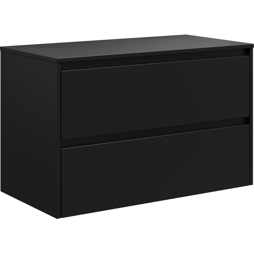 Badezimmerschrank mit Waschbecken TRONDHEIM/VIKEDAL 90x57x46 cm schwarz/weiß