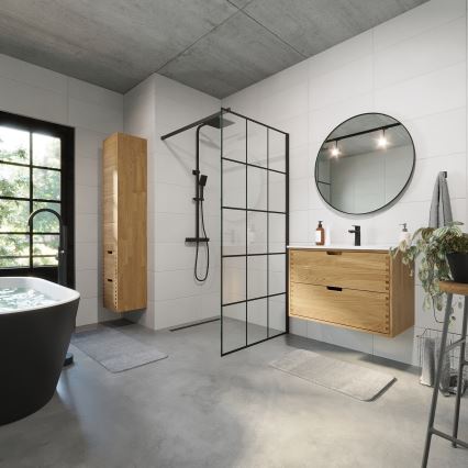 Badezimmerschrank mit Waschtisch GRIBSKOV 80 cm Beige/Eiche/Weiß