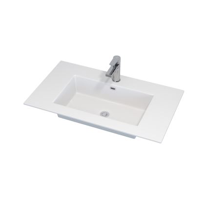 Badezimmerschrank mit Waschtisch GRIBSKOV 80 cm Beige/Eiche/Weiß
