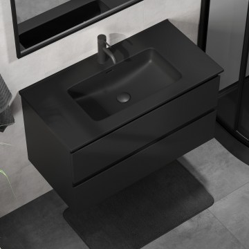 Badezimmerschrank mit Waschtisch KENWOOD 91 cm schwarz