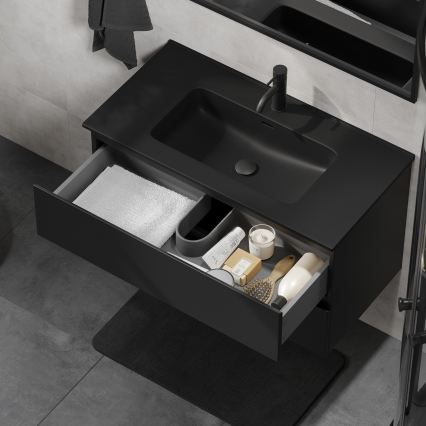 Badezimmerschrank mit Waschtisch KENWOOD 91 cm schwarz
