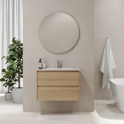 Badezimmerschrank mit Waschtisch MOLDE 80x55x46 cm Eiche