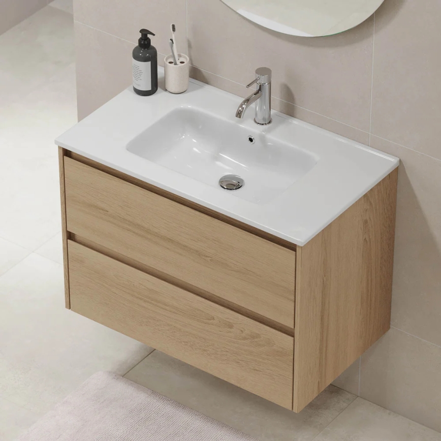 Badezimmerschrank mit Waschtisch MOLDE 80x55x46 cm Eiche