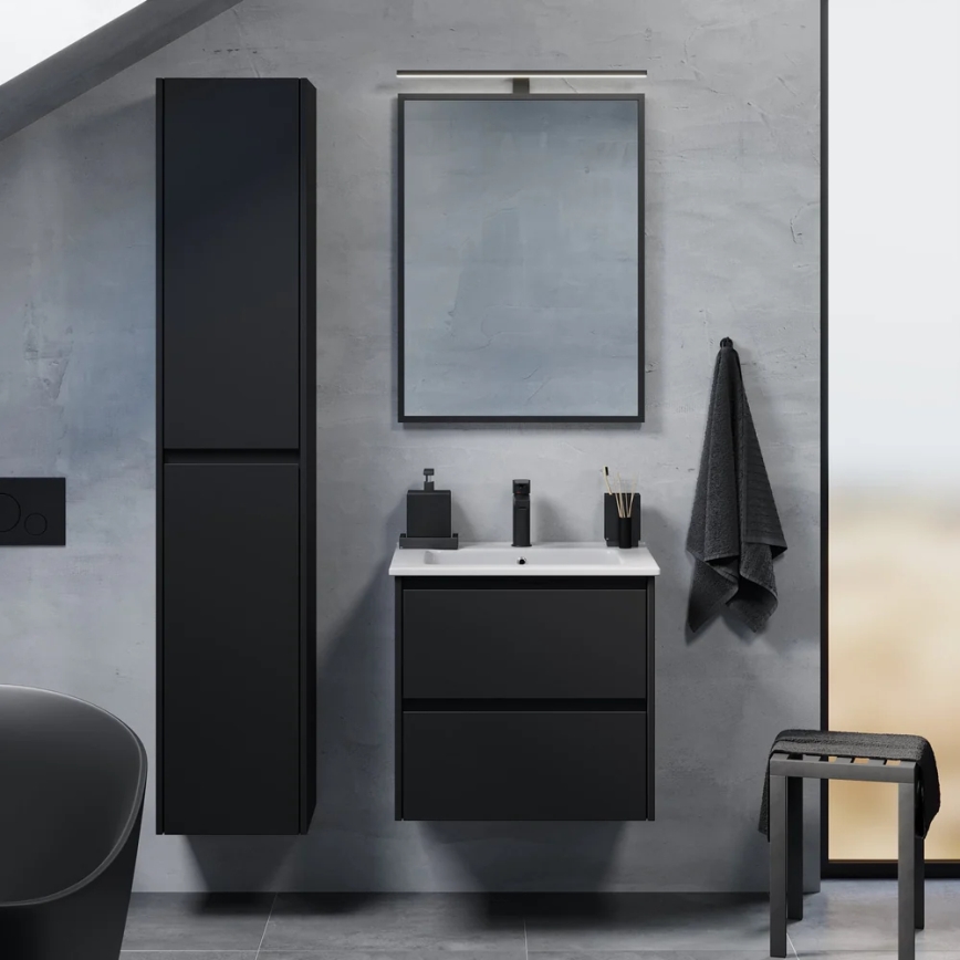 Badezimmerschrank MOLDE 35x174x32 cm schwarz