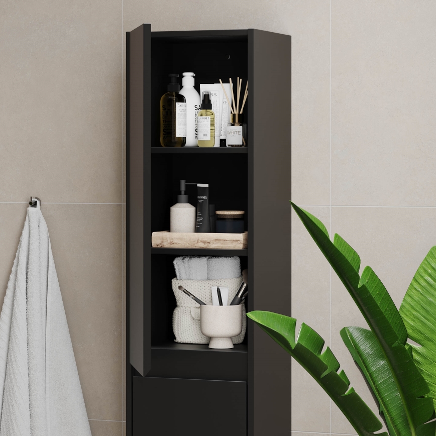 Badezimmerschrank TRONDHEIM 35x174x30 cm schwarz