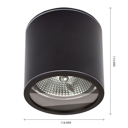 Badezimmerstrahler CHLOE AR111 1xGU10/15W/230V IP44 rund schwarz