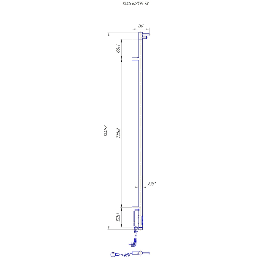 Badheizkörper RAY 25W/230V 110x30 cm IP44 Edelstahl/Weiß