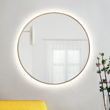 Baltica Design - LED-Badezimmer-Wandspiegel mit Hintergrundbeleuchtung BRIGHT LED/15W/230V 4500K Ø 100 cm IP65 goldfarben