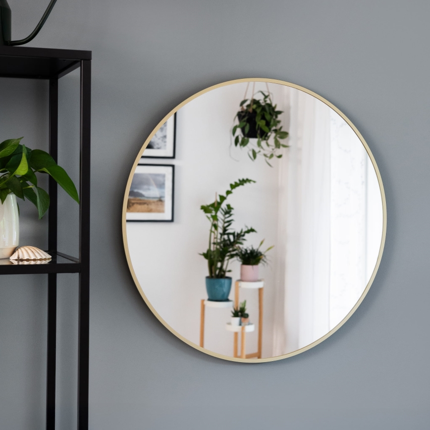 Baltica Design - LED-Badezimmerspiegel, wandmontiert, mit Hintergrundbeleuchtung BRIGHT LED/15W/230V 4500K Ø 70 cm IP65 goldfarben