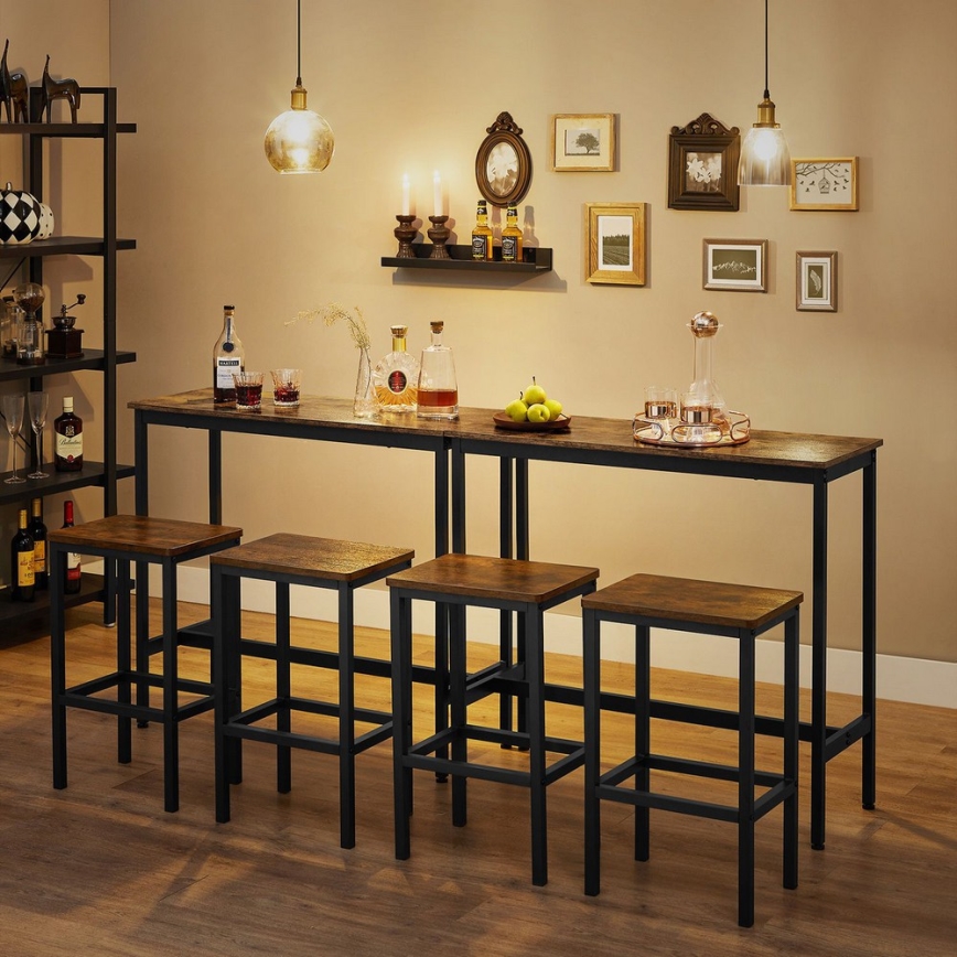 Bar-Set: Bartisch mit 2 Barhockern BARTIS, braun/schwarz