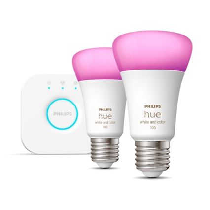 Grundausstattung Philips Hue WHITE AND COLOR AMBIANCE 2xE27/9W/230V 2000-6500K + Anschlussvorrichtung