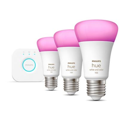 Grundausstattung Philips Hue WHITE AND COLOR AMBIANCE 3xE27/9W/230V 2000-6500K + Anschlussvorrichtung