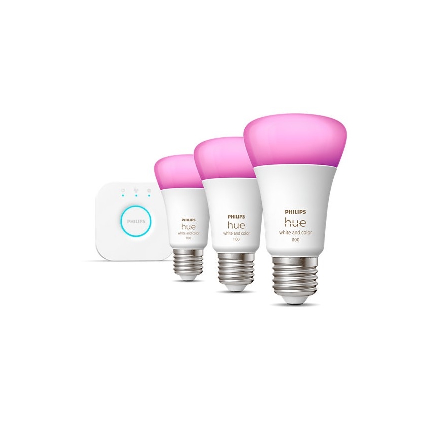 Grundausstattung Philips Hue WHITE AND COLOR AMBIANCE 3xE27/9W/230V 2000-6500K + Anschlussvorrichtung