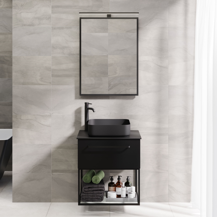 BATH DELUXE 01-060-05-02-00 - Badezimmerspiegel BORGSTED 60x80 cm schwarz