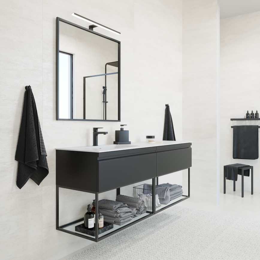 BATH DELUXE 01-080-05-02-00 - Badezimmerspiegel BORGSTED 80x80 cm schwarz