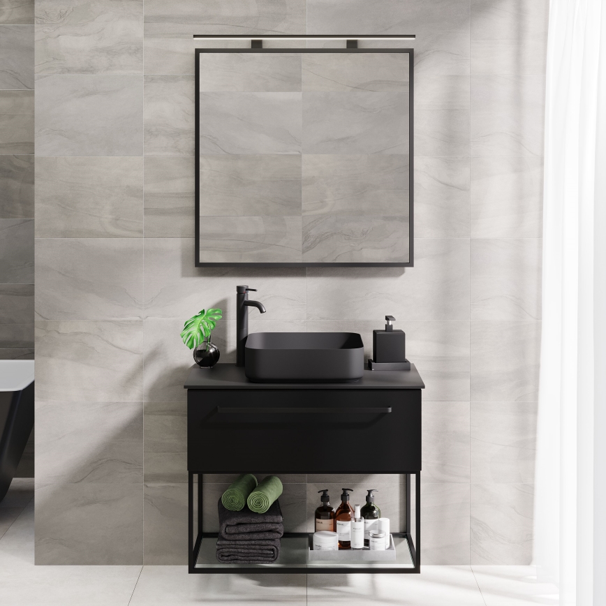 BATH DELUXE 01-080-05-02-00 - Badezimmerspiegel BORGSTED 80x80 cm schwarz