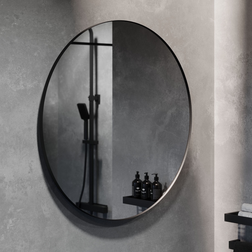 BATH DELUXE 01-080-09-02-00 - Badezimmerspiegel BORGSTED d 80 cm schwarz
