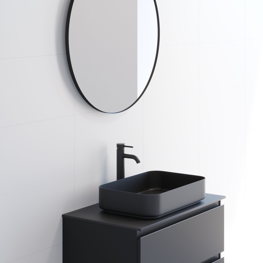BATH DELUXE 01-080-09-02-00 - Badezimmerspiegel BORGSTED d 80 cm schwarz