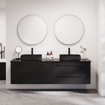 BATH DELUXE 01-080-09-02-00 - Badezimmerspiegel BORGSTED d 80 cm schwarz