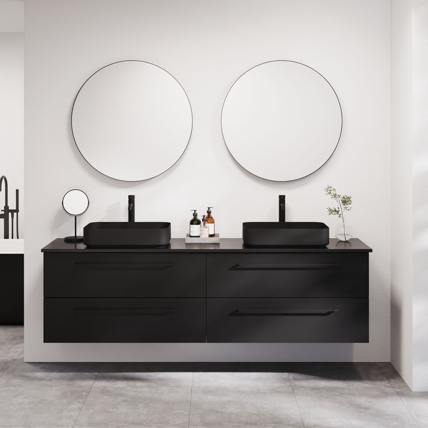 BATH DELUXE 01-080-09-02-00 - Badezimmerspiegel BORGSTED d 80 cm schwarz