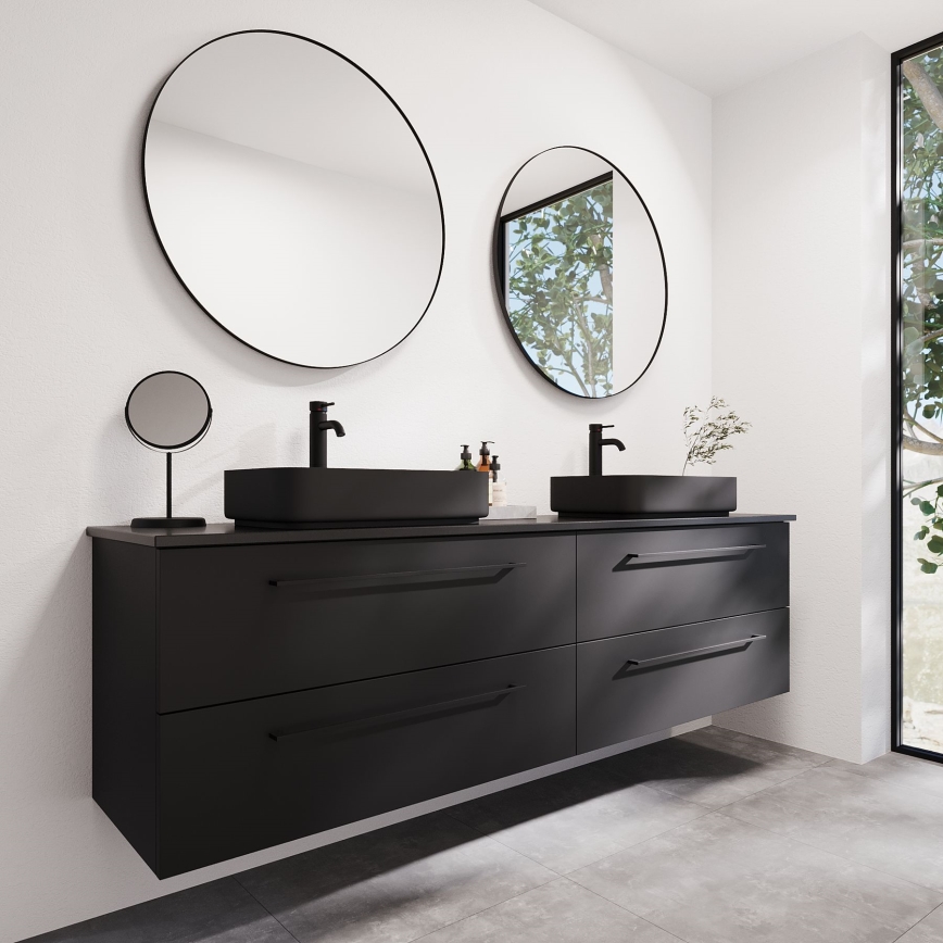 BATH DELUXE 01-080-09-02-00 - Badezimmerspiegel BORGSTED d 80 cm schwarz