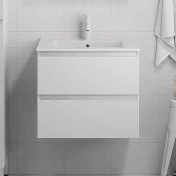 BATH DELUXE 03-060-63-01-01 - Badezimmerschrank mit Waschbecken KENWOOD 61 cm mattweiß