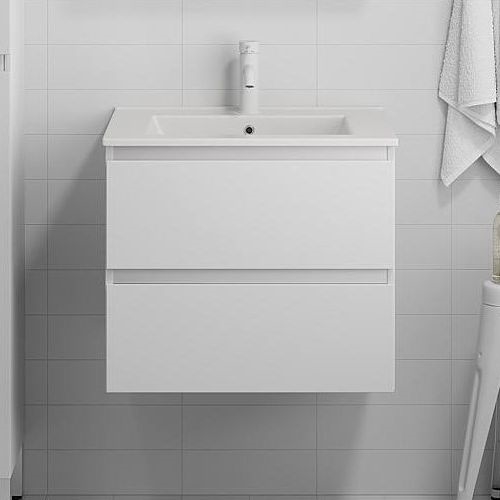 BATH DELUXE 03-060-63-01-01 - Badezimmerschrank mit Waschbecken KENWOOD 61 cm mattweiß