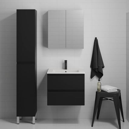 BATH DELUXE 03-060-63-02-01 - Badezimmerschrank mit Waschbecken KENWOOD 61 cm matt schwarz