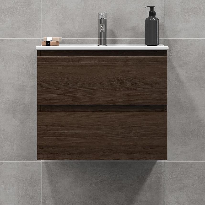 BATH DELUXE 03-060-64-84-01 - Badezimmerschrank mit Waschbecken KENWOOD 61 cm Walnuss