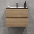 BATH DELUXE 03-060-64-86-01 - Badezimmerschrank mit Waschbecken KENWOOD 61 cm Eiche