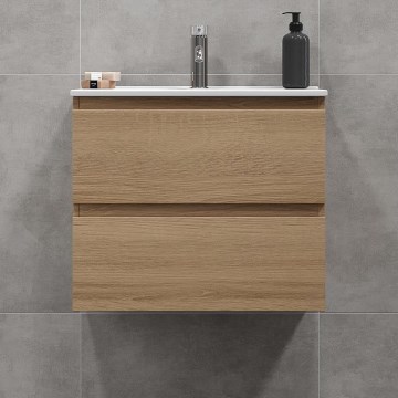 BATH DELUXE 03-060-64-86-01 - Badezimmerschrank mit Waschbecken KENWOOD 61 cm Eiche