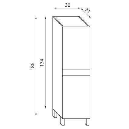 BATH DELUXE 04-030-63-02-01 - Badezimmerschrank KENWOOD 186 cm matt schwarz