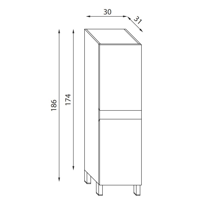 BATH DELUXE 04-030-63-02-01 - Badezimmerschrank KENWOOD 186 cm matt schwarz