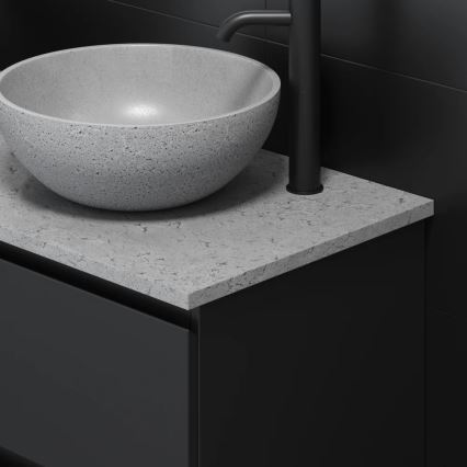 BATH DELUXE 06-039-19-23-00 - Aufsatzwaschbecken BERGEN Ø 39 cm Beton/Grau