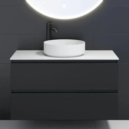 BATH DELUXE 06-040-16-01-00 - Aufsatzwaschbecken LJORDAL Ø 40 cm Edelstahl/mattweiß