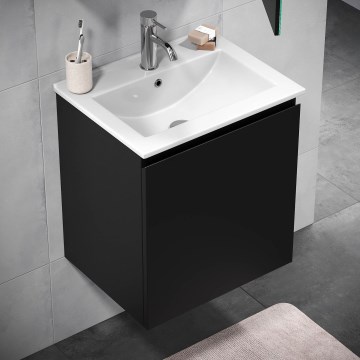 BATH DELUXE 09-050-63-02-01 - Badezimmerschrank mit Waschbecken KENWOOD 51 cm matt schwarz