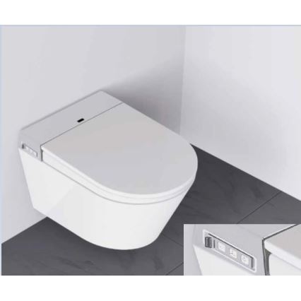 BATH DELUXE 21-040-02-11-00 - Wandhängende Toilette mit Bidet und Toilettensitz SoftClose TISVILDELEJE 1600W/230V weiß + Fernbedienung