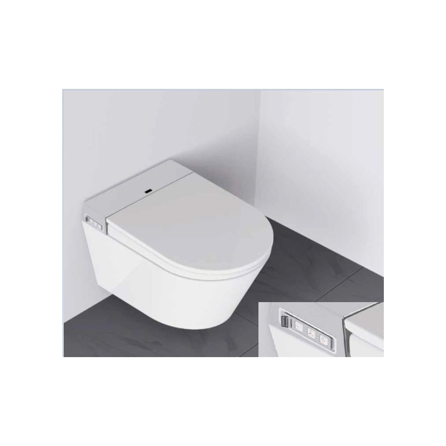 BATH DELUXE 21-040-02-11-00 - Wandhängende Toilette mit Bidet und Toilettensitz SoftClose TISVILDELEJE 1600W/230V weiß + Fernbedienung