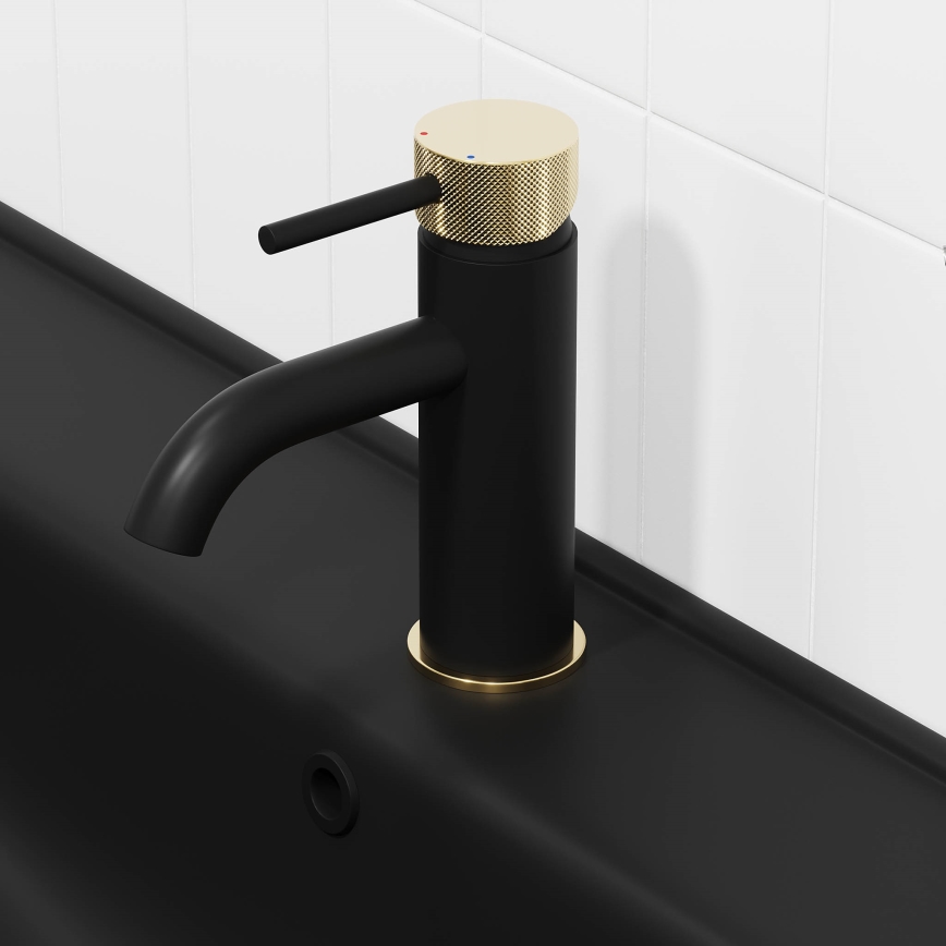 BATH DELUXE 28-005-03-72-00 - Waschbeckenarmatur ANHOLT 15,6 cm schwarz/Messing