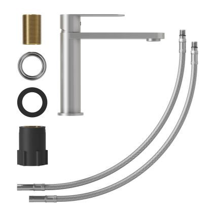 BATH DELUXE 28-017-02-71-02 - Waschbeckenarmatur TARNBY 17,3 cm gebürsteter Edelstahl