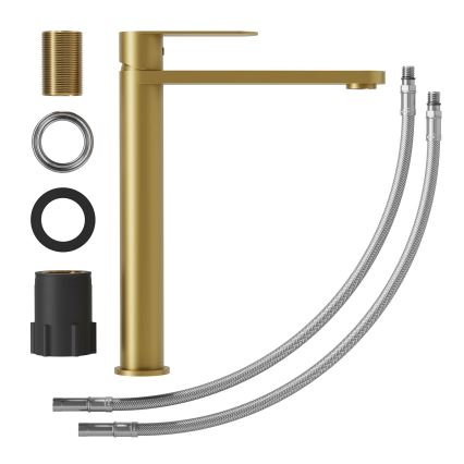 BATH DELUXE 28-027-02-70-02 - Waschbeckenarmatur TARNBY 27,3 cm gebürstetes Messing