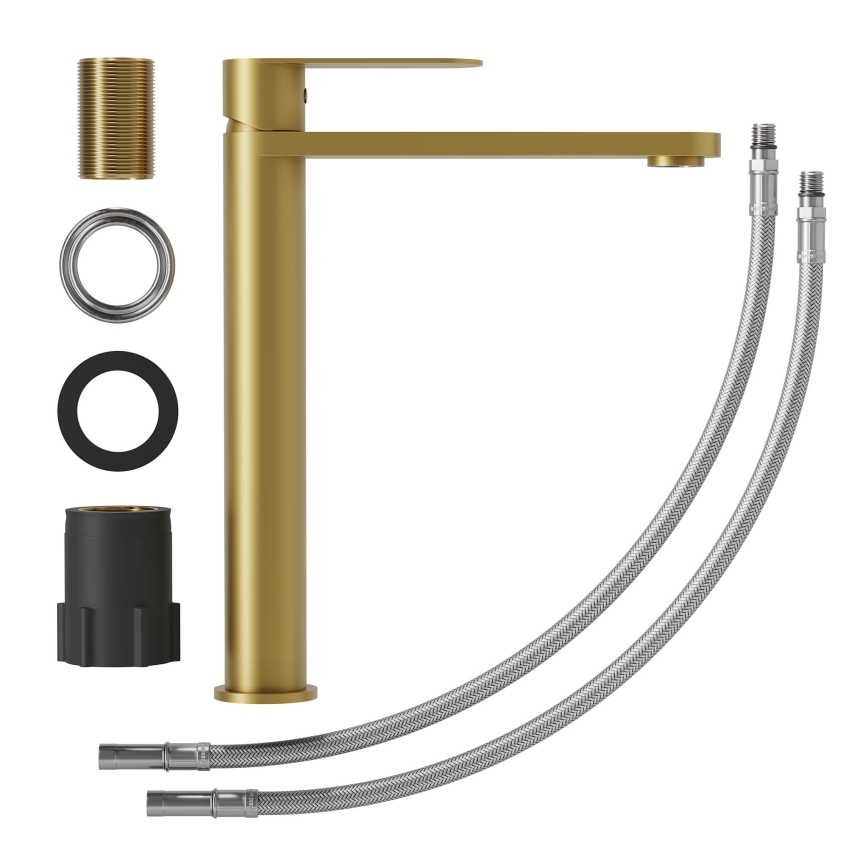 BATH DELUXE 28-027-02-70-02 - Waschbeckenarmatur TARNBY 27,3 cm gebürstetes Messing