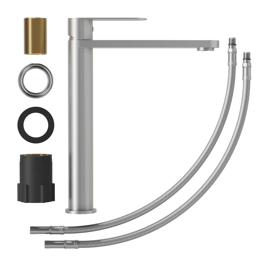 BATH DELUXE 28-027-02-71-02 - Waschbeckenarmatur TARNBY 27,3 cm gebürsteter Edelstahl