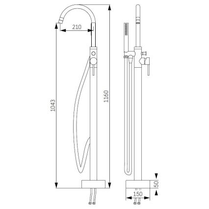 BATH DELUXE 28-114-01-64-00 - Freistehendes Badewannen-Set mit Armatur DRAGOR 116 cm glänzend Messing