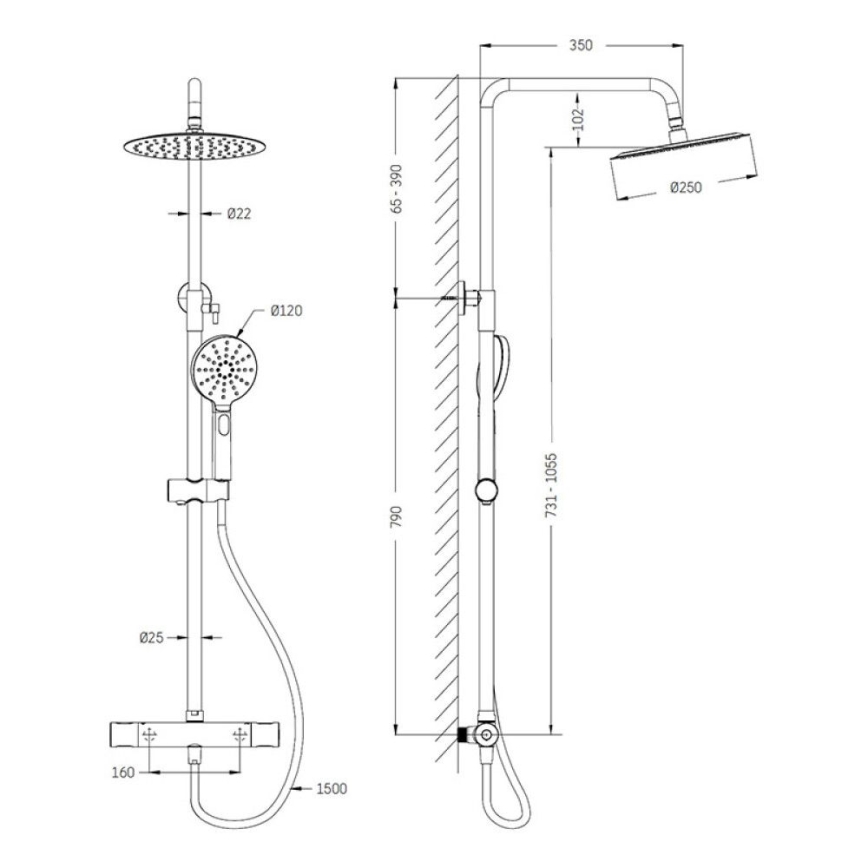 BATH DELUXE 31-120-07-01-00 - Duschset mit Thermostatarmatur DRAGOR mattweiß
